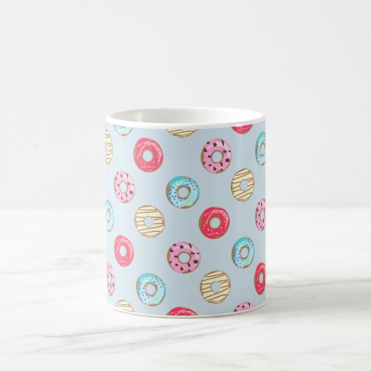 Cute Glazed Doughnut Pattern Light Blue Koffiemok (Center)