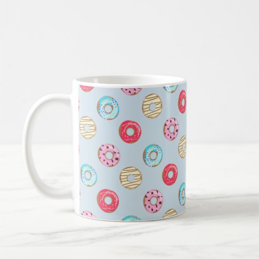 Cute Glazed Doughnut Pattern Light Blue Koffiemok (Links)