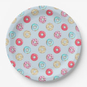 Cute Glazed Doughnut Pattern Light Blue Papieren Bordje (Voorkant)