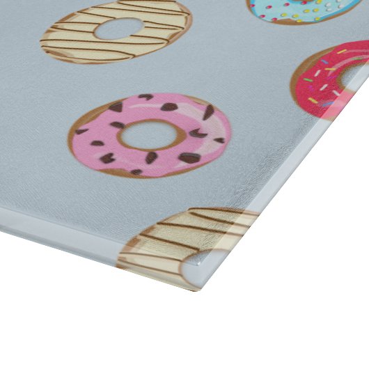 Cute Glazed Doughnut Pattern Light Blue Snijplank (Hoek)