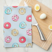 Cute Glazed Doughnut Pattern Light Blue Theedoek (Quarter Fold)