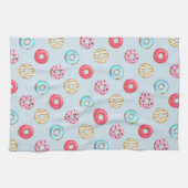 Cute Glazed Doughnut Pattern Light Blue Theedoek (Horizontaal)