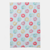 Cute Glazed Doughnut Pattern Light Blue Theedoek (Verticaal)