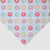 Cute Glazed Doughnut Pattern Light Blue Tissuepapier (Detail)