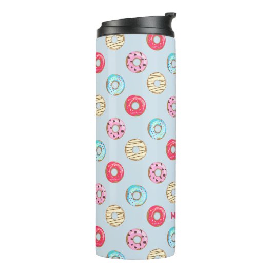 Cute Glazed Doughnut Pattern Personalised Thermosbeker (Gedraaid links)