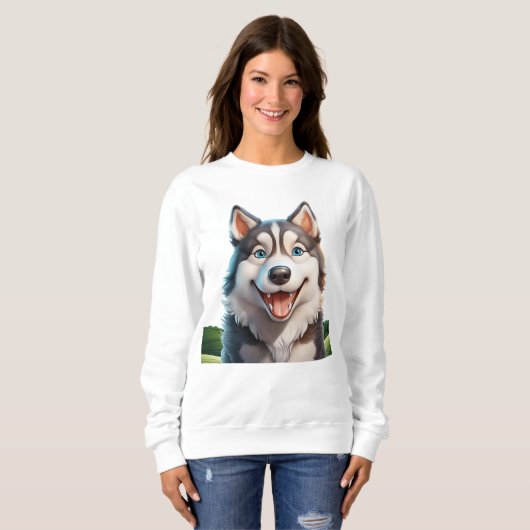 Cute glimlach husky trui (Voorkant volledig)