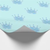 Cute Glitter Baby Blue Crown Prince Cadeaupapier (Hoek)