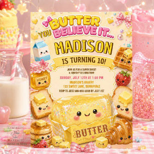 Cute Glitter Boter Squishies Verjaardagsfeestje Kaart