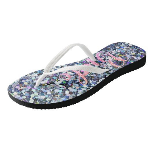 Cute Glitter Bride, Paars-Personalized Teenslippers (Schuin)
