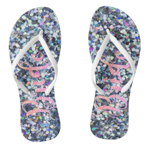 Cute Glitter Bride, Paars-Personalized Teenslippers