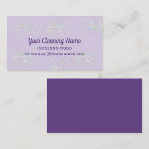 Cute Glitter Cleaning Service Lavender Visitekaartje