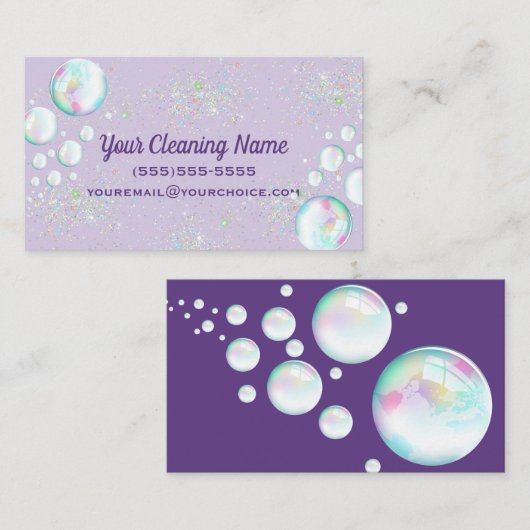 Cute Glitter Cleaning Service Maid Housecleaning Visitekaartje (Voorkant / Achterkant)