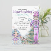 Cute Glitter Doll Nutcracker Kerstparty Kaart (Staand voorkant)