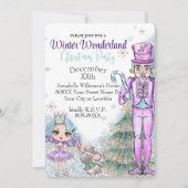 Cute Glitter Doll Nutcracker Kerstparty Kaart (Voorkant)