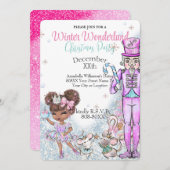 Cute Glitter Doll Nutcracker Kerstparty Uitnodigen Kaart (Voorkant / Achterkant)