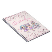 Cute Glitter Dolls Girl's Name on Pink Notitieboek (Rechterzijde)