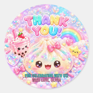 Cute Glitter Dumpling Bao Zachte Party Verjaardag Ronde Sticker