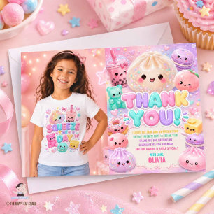 Cute Glitter Dumpling Bun Zachte Verjaardag Bedankkaart
