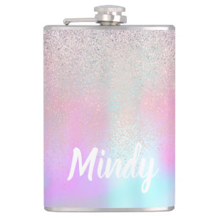 Cute Glitter en Sparkles Faux Hologram Heupfles