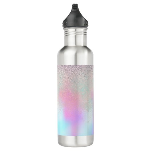 Cute Glitter en Sparkles Faux Hologram Waterfles (Rechts)