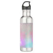 Cute Glitter en Sparkles Faux Hologram Waterfles (Voorkant)
