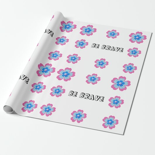 Cute glitter floral blooming garden cadeaupapier (Uitgerold)
