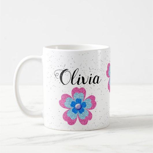 Cute glitter floral blooming garden koffiemok (Links)
