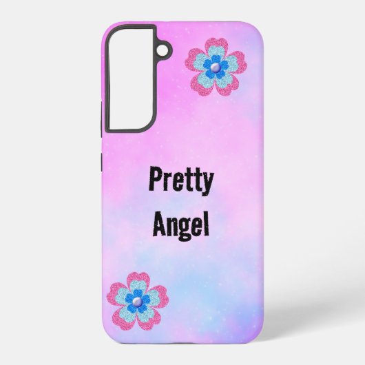 Cute glitter floral blooming garden samsung galaxy hoesje (Achterkant)