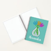 Cute Glitter Flowers Personalized Notitieboek (Binnen)