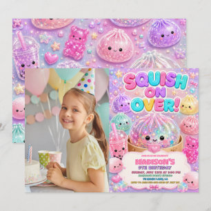 Cute Glitter Food Squishies Verjaardagsfeest Foto Kaart