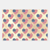 Cute Glitter Hearts Patriotic American USA Flag Inpakpapier Vel (Voorkant)