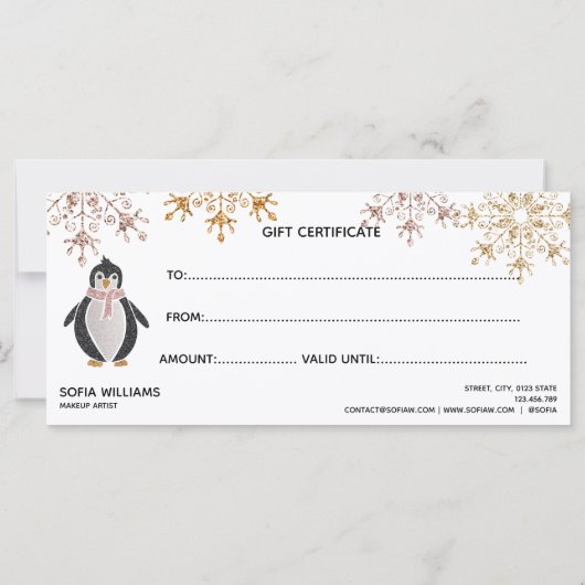 Cute Glitter kerstsnowflakes Penguin (Achterkant)