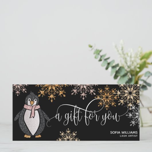 Cute Glitter kerstsnowflakes Penguin (Staand voorkant)