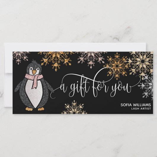 Cute Glitter kerstsnowflakes Penguin (Voorkant)