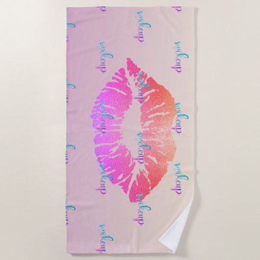 Cute Glitter Lips, Ombre, Makeup Strandlaken (Voorkant)