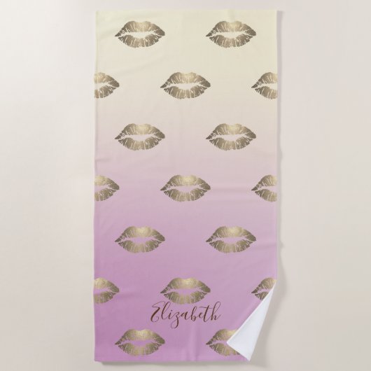 Cute Glitter Lips ,Ombre - Personalized Strandlaken (Voorkant)