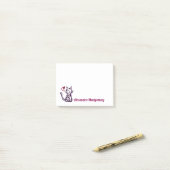 Cute Glitter Paarse Kat Roze en Rode Harten Post-it® Notes (Op bureau)