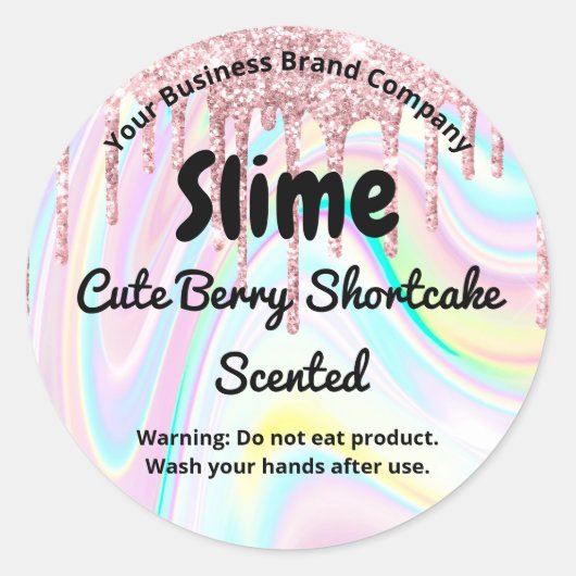 Cute Glitter Pastel Rainbow Swirl Product Label (Voorkant)