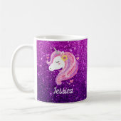 Cute Glitter Pink Paarse Unicorn Koffiemok (Links)
