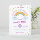 Cute Glitter Rainbow Colorful Clouds Baby shower Kaart (Staand voorkant)