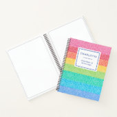 Cute Glitter Rainbow Stripes Colorful Name Sketch Notitieboek (Binnen)
