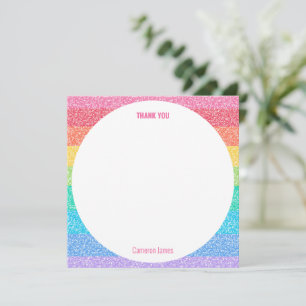 Cute Glitter Regenboog Kleurrijke Verjaardag Op Ma Bedankkaart