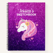 Cute Glitter Unicorn Artist Sketchbook Notitieboek (Voorkant)