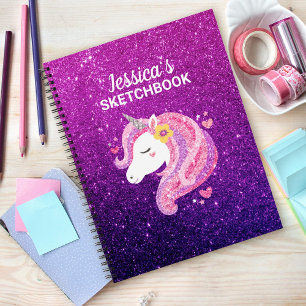 Cute Glitter Unicorn Artist Sketchbook Notitieboek
