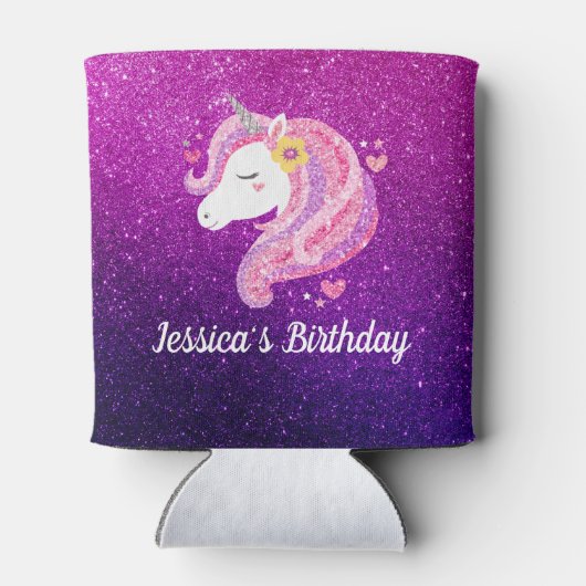 Cute Glitter Unicorn Blikjeskoeler (Achterkant)