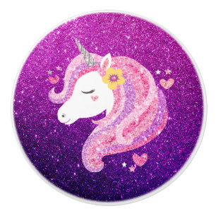 Cute Glitter Unicorn Keramische Knop