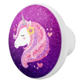 Cute Glitter Unicorn Keramische Knop (Rechts)
