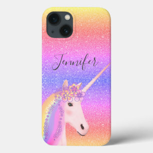 Cute Glitter Unicorn Rainbow Kinder Personalized Case-Mate iPhone Case
