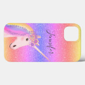 Cute Glitter Unicorn Rainbow Kinder Personalized Case-Mate iPhone Case (Achterkant (horizontaal))