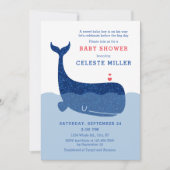 Cute Glitter Whale Baby shower Invitation Kaart (Voorkant)